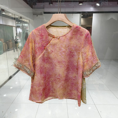 绮绣缘J9056桑蚕丝短袖衬衫