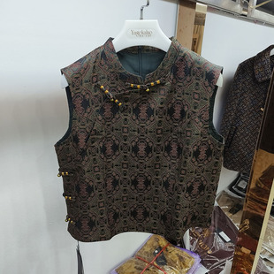 上衣福太太 馨克丽9822真丝国风立领盘扣马甲女2026高端香云纱无袖