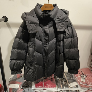 65862冬季时尚可拆卸帽子羽绒服中老年女加厚保暖妈妈外套福太太