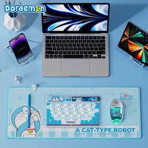 ROCK 哆啦A梦无线鼠标ipad蓝牙键盘鼠标套装静音适用苹果笔记本平板电脑外接蓝牙键盘打字正版授权可爱卡通