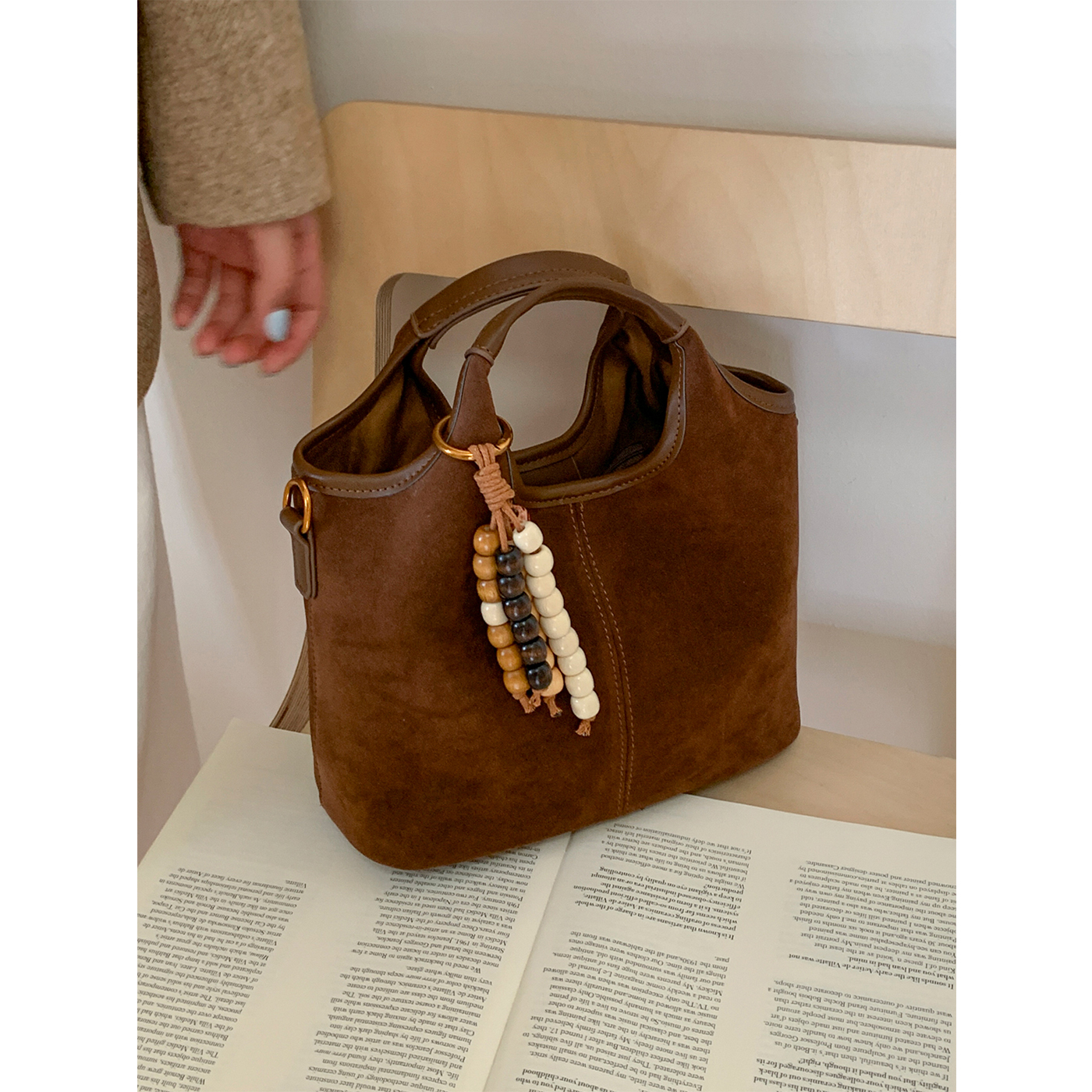 高级感复古麂皮绒包包女秋冬