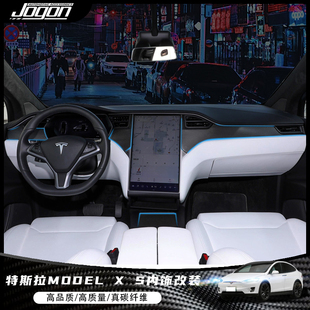 适用特斯拉Model 内饰真碳纤维中控仪表台排挡车门改装 贴配件