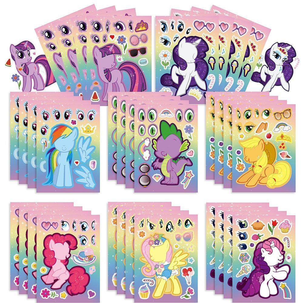 8张小马宝莉拼图贴纸卡通动画亲子互动儿童益智玩具贴画diy手账