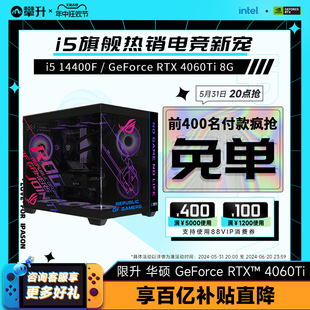 13400F 14400F RTX4060 攀升i5 电脑主机游戏电竞DIY组装 12600KF 4060Ti台式 机直播整机海景房全套 11400F