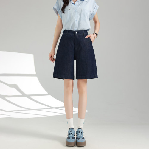 小魔鱼夏季五分牛仔裤女四面弹力