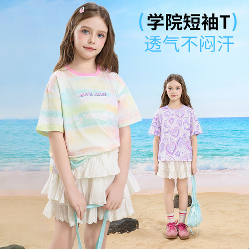 迪士尼童装女童短袖T恤