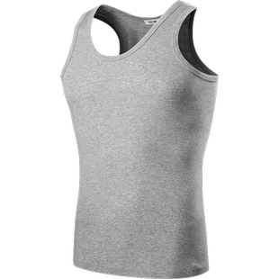 恒源祥男士背心纯棉内穿打底男款白色全棉工字跨栏男生吸汗衫夏季