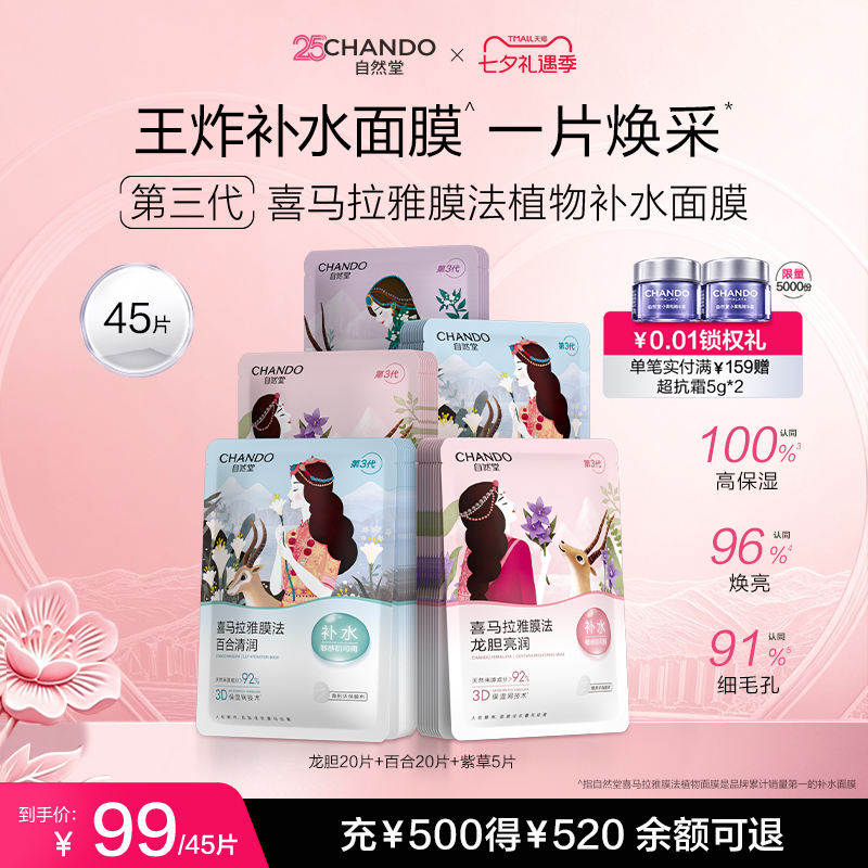 自然堂补水面膜45片 43.4元 - 86线报
