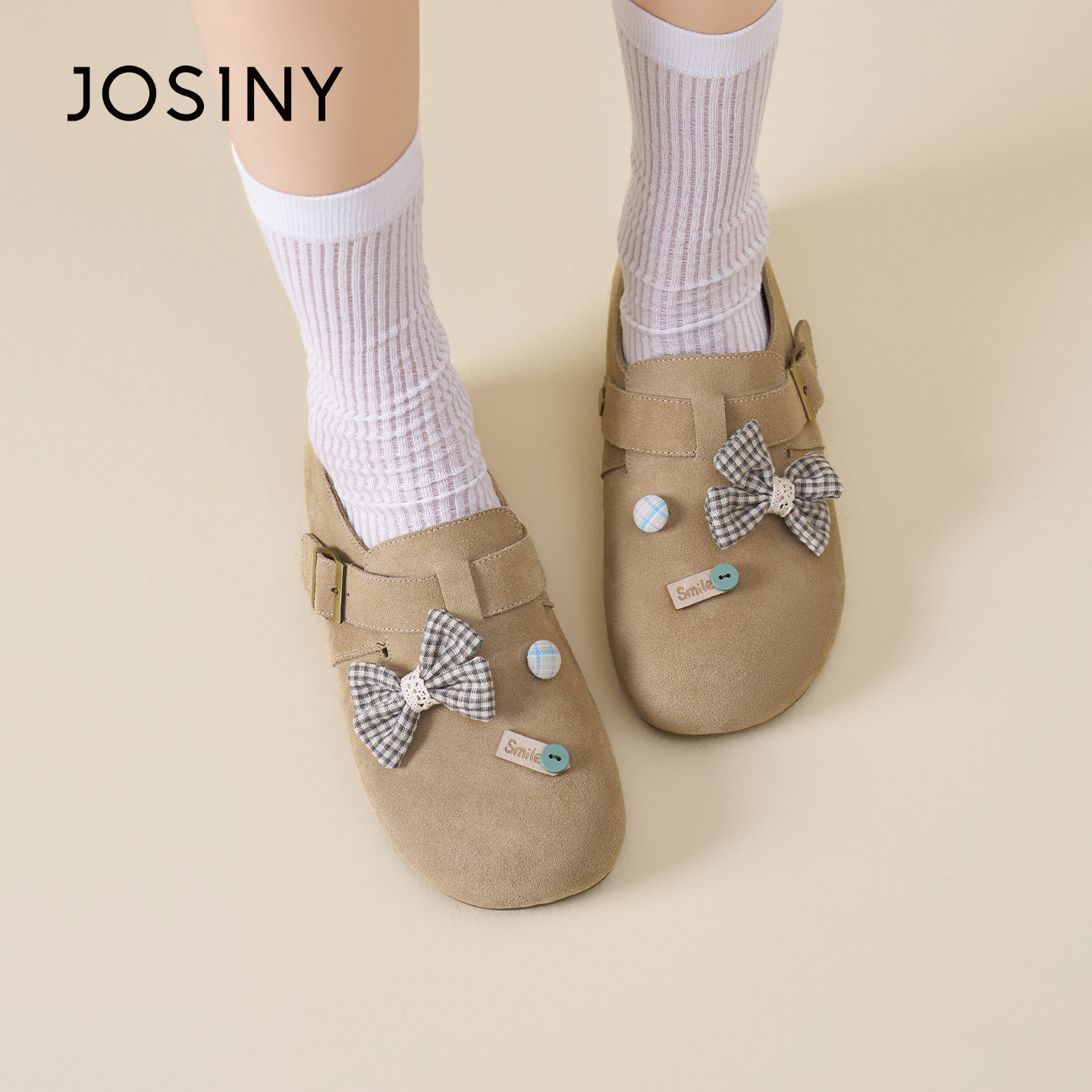 卓诗尼2026春季新款平底小皮鞋时尚舒适勃肯鞋潮流百搭休闲学院鞋