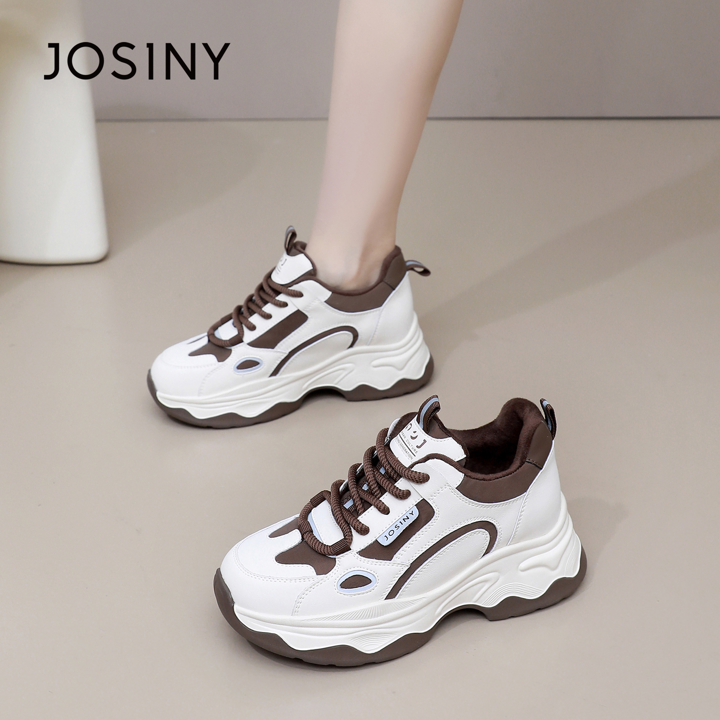 卓诗尼2026春季新款厚底休闲鞋时尚舒适显瘦老爹鞋潮流百搭运动鞋