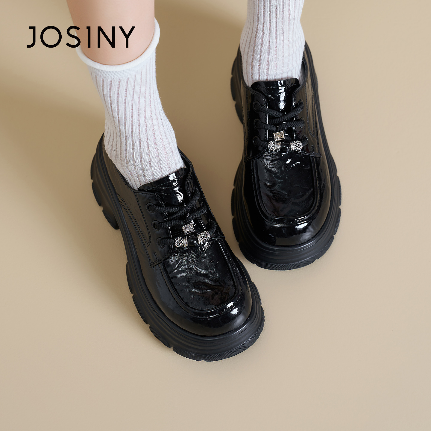 卓诗尼2026春季新款复古乐福鞋时尚舒适厚底小皮鞋潮流英伦风单鞋