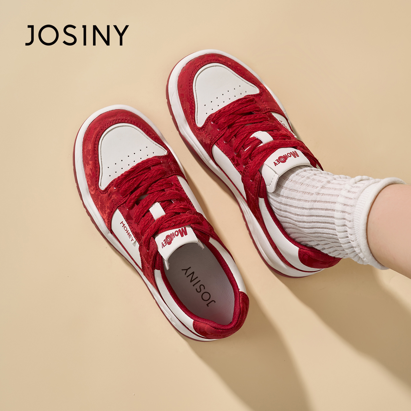 卓诗尼2026春季新款厚底运动鞋时尚舒适小白鞋潮流百搭休闲板鞋女