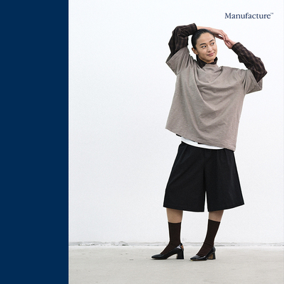 MANUFACTURE 竹节棉廓形短袖T恤