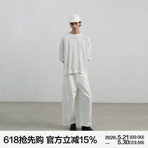 MANUFACTURE 亚麻棉宽松短袖T恤