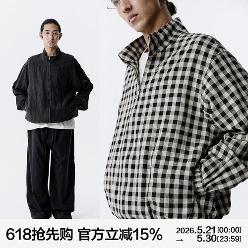 MANUFACTURE 亚麻立领短款拉链夹克