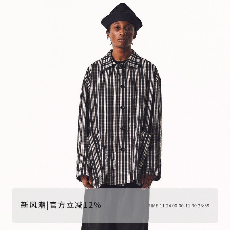 MANUFACTURE 轻量格纹肌理感中长款外套