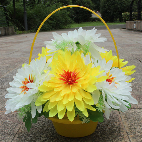 绢花菊花篮上坟扫墓祭祀清明节花