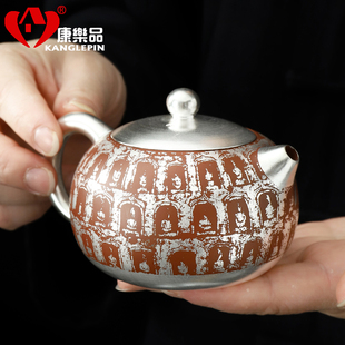 何賦森大師純手工紫砂紫泥西施壺鎏純銀999功夫茶壺商務伴手禮品