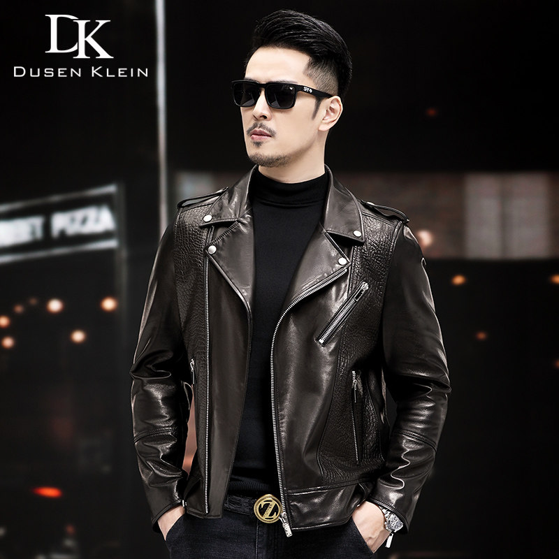 DK真皮皮衣半植鞣山羊皮时尚机车