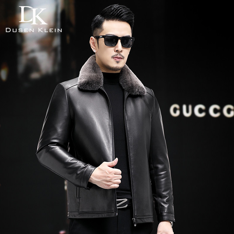 商务休闲翻领整貂内胆可脱卸皮衣