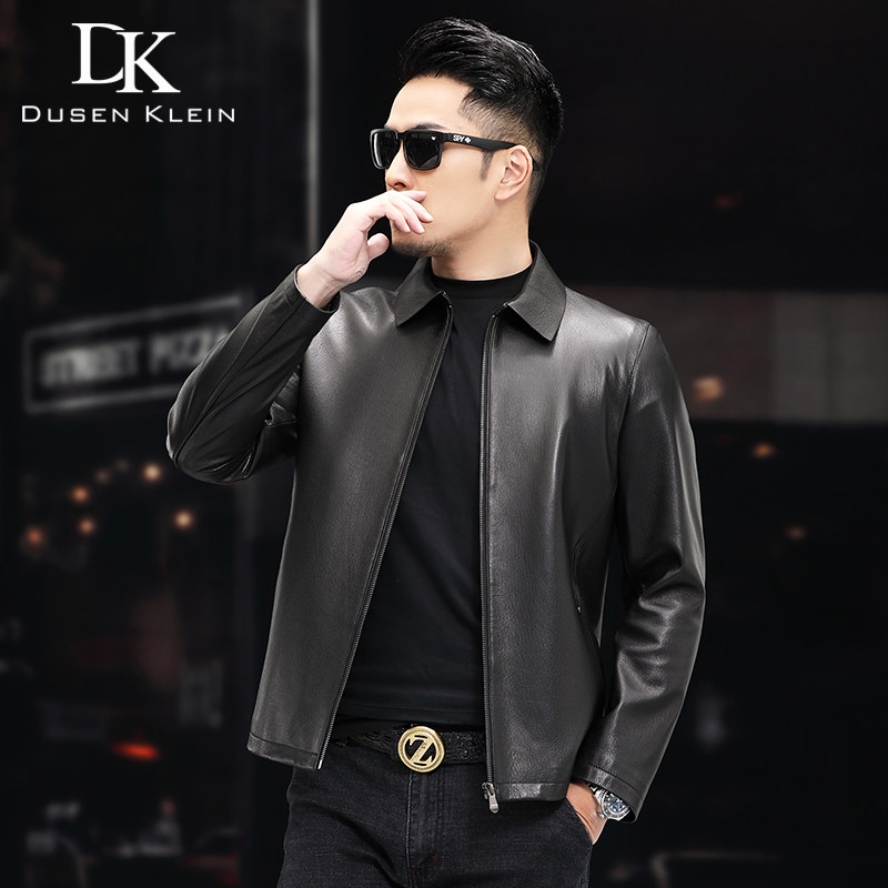 男真皮短款翻领夹克新款休闲皮衣
