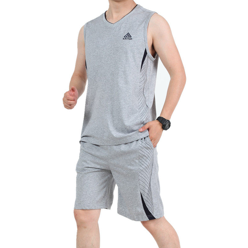 运动套装男夏季大码健身无袖打球跑步透气宽松休闲背心短裤篮球服