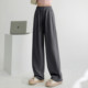 one 休闲裤 more山本阔腿拖地裤 女2025百搭宽松直筒垂感高腰窄版