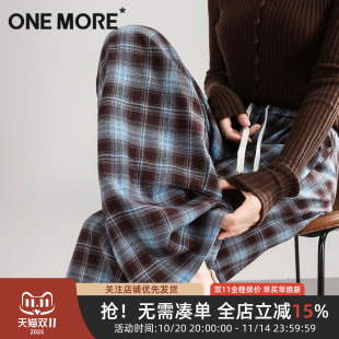 女2025新款 格子裤 秋季 流行风格 子X one 复古小个子阔腿裤 more秋装
