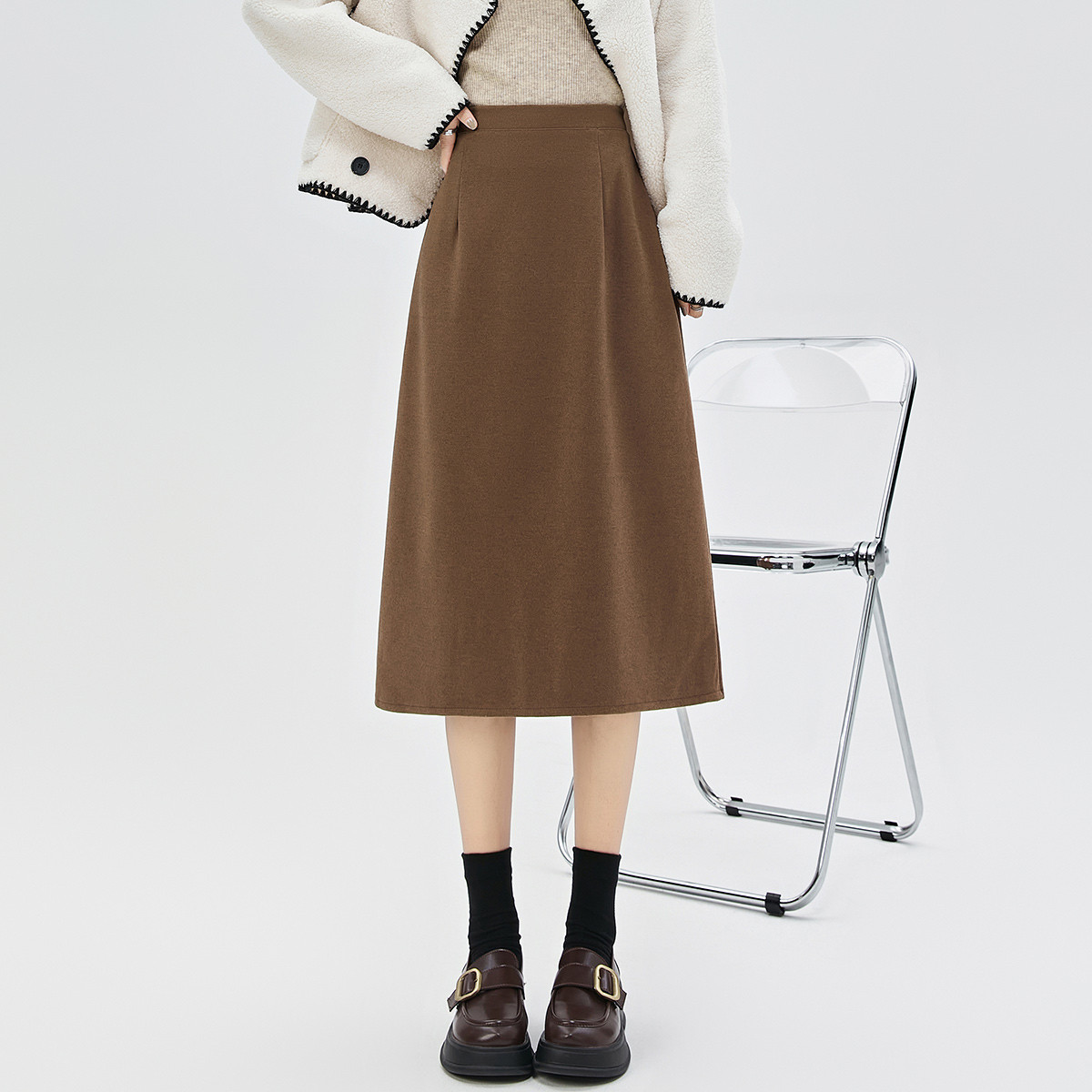 高腰显瘦设计感a字包臀中长裙