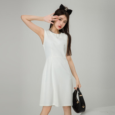 收腰无袖连衣裙女士2025
