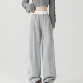 阔腿卫裤 one 新款 直筒宽松休闲卫裤 more撞色拼接运动裤 女2025冬季