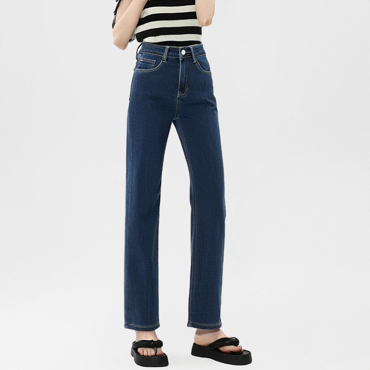 2025新款高腰九分牛仔裤