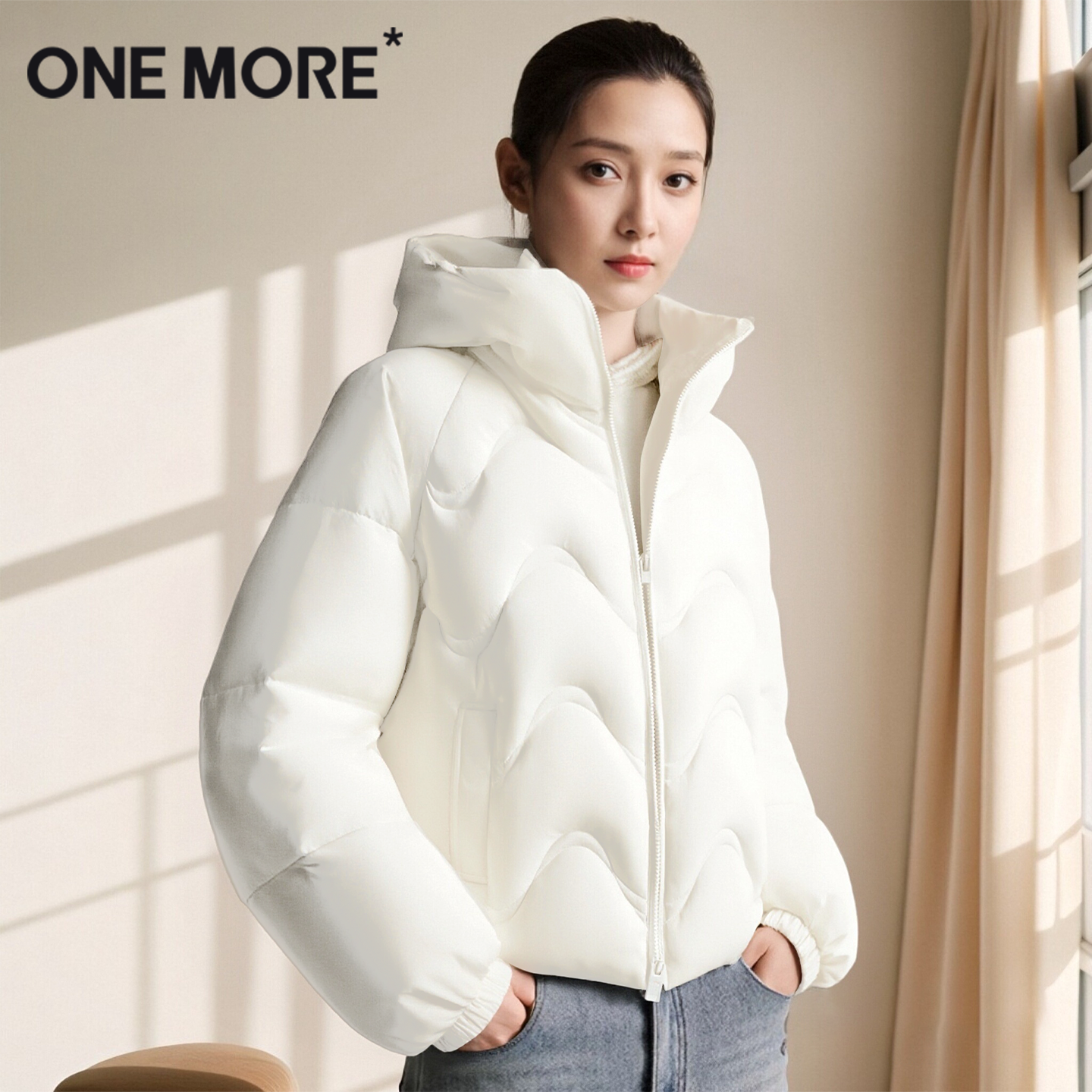 onemore棉服女加绒加厚