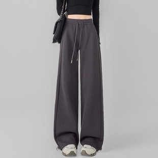 more运动休闲裤 子卫裤 女2025新款 高腰宽松显瘦直筒阔腿裤 冬季 one