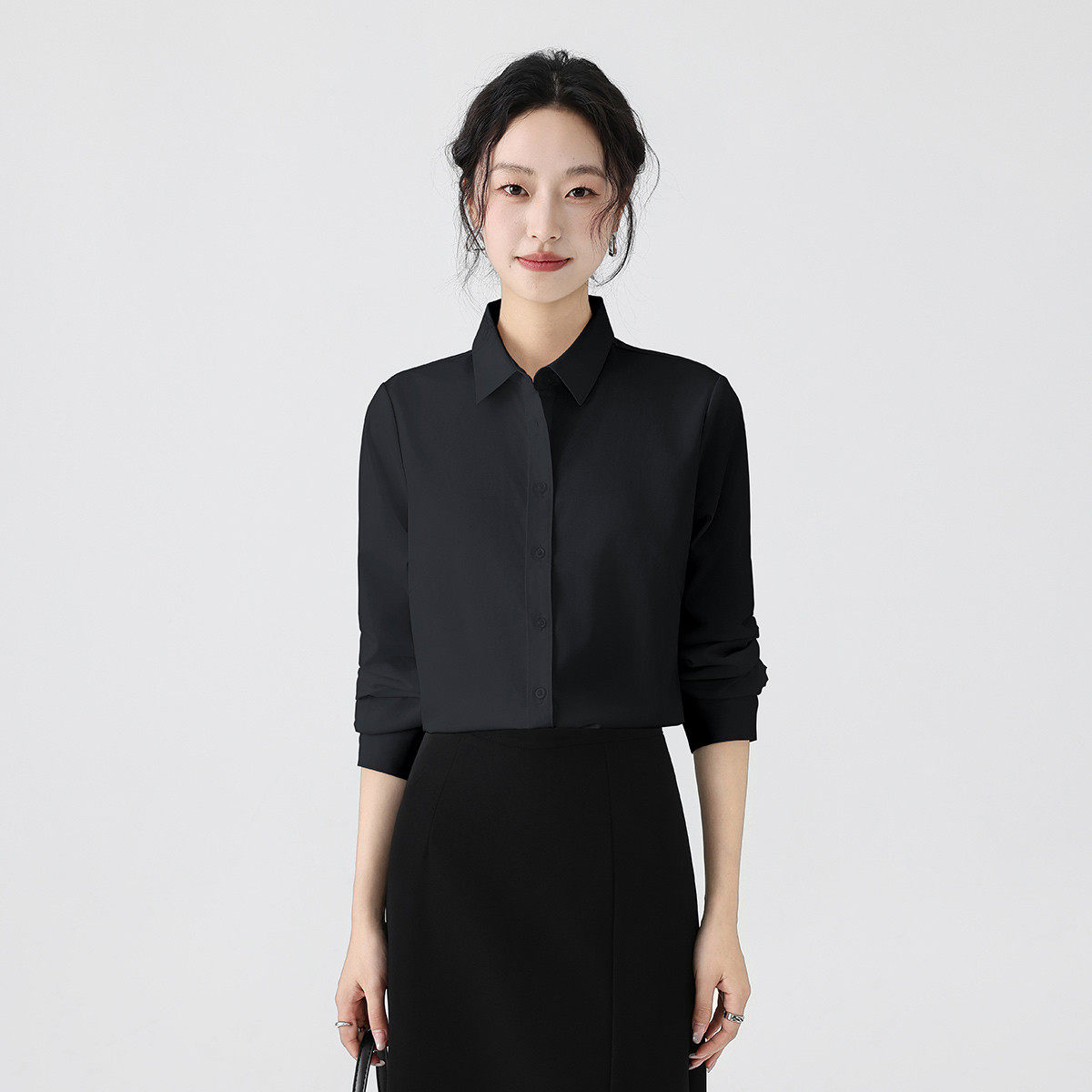 one more新款长袖女衬衫2025秋季时尚衬衣职业通勤工装正