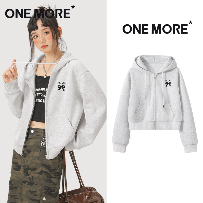 onemore休闲宽松连帽开衫卫衣女