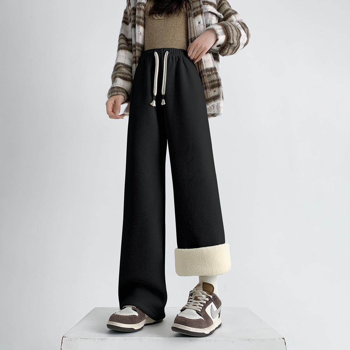 one more仿羊羔绒阔腿裤女高腰垂感宽松加绒保暖拖地裤子休闲裤,女装/女士精品,休闲裤,淘宝优惠券,粉丝福利购,淘宝优惠卷