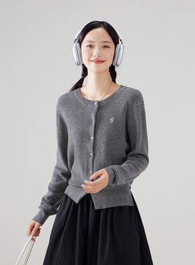 one more秋冬圆领针织衫内搭上衣女士高级感毛衣含绵羊毛开衫外穿