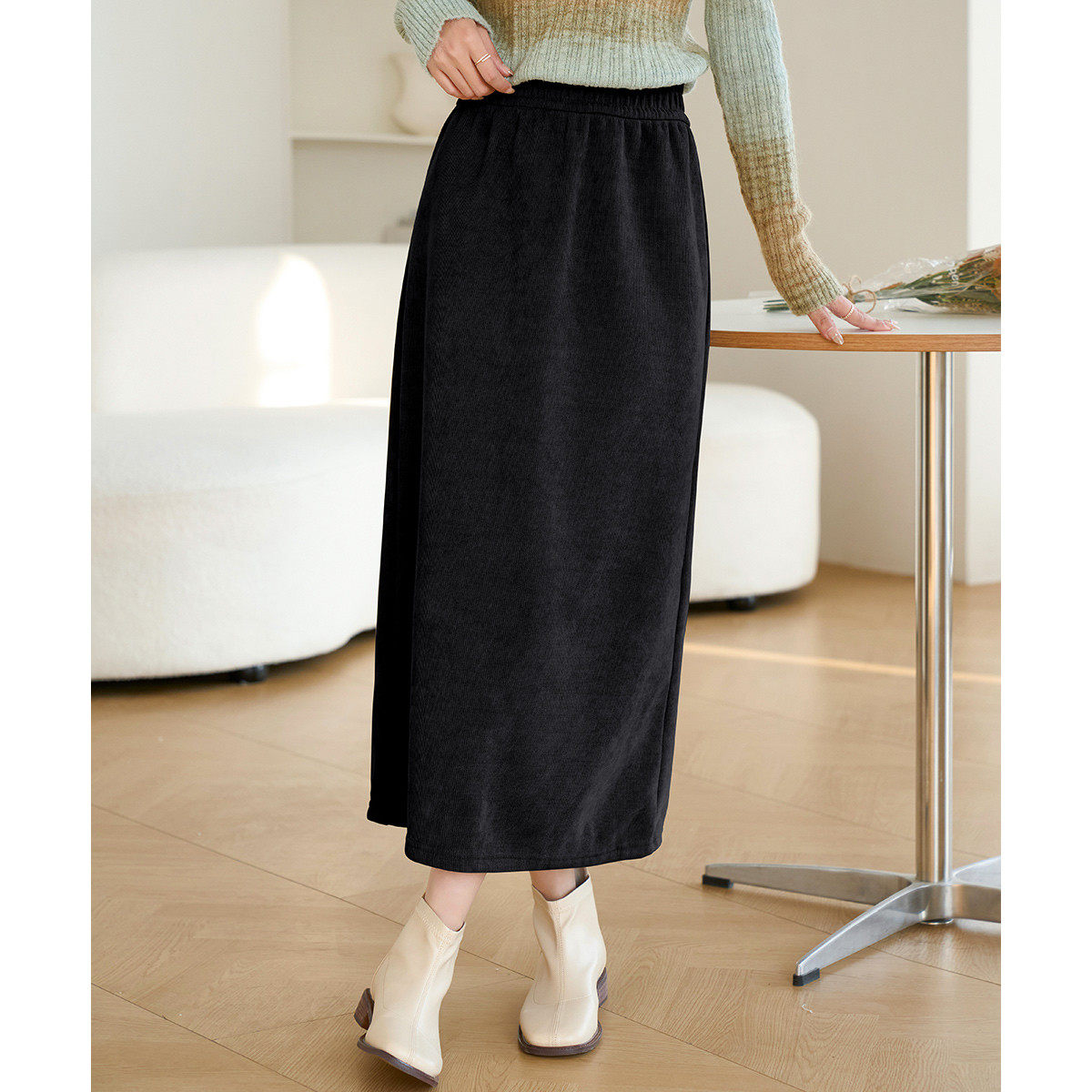 one more美拉德包臀半身裙女2025年冬季新款高腰中长款直