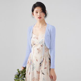 女气质系带小披肩外搭罩衫 花边针织开衫 短款 上衣 2025夏季