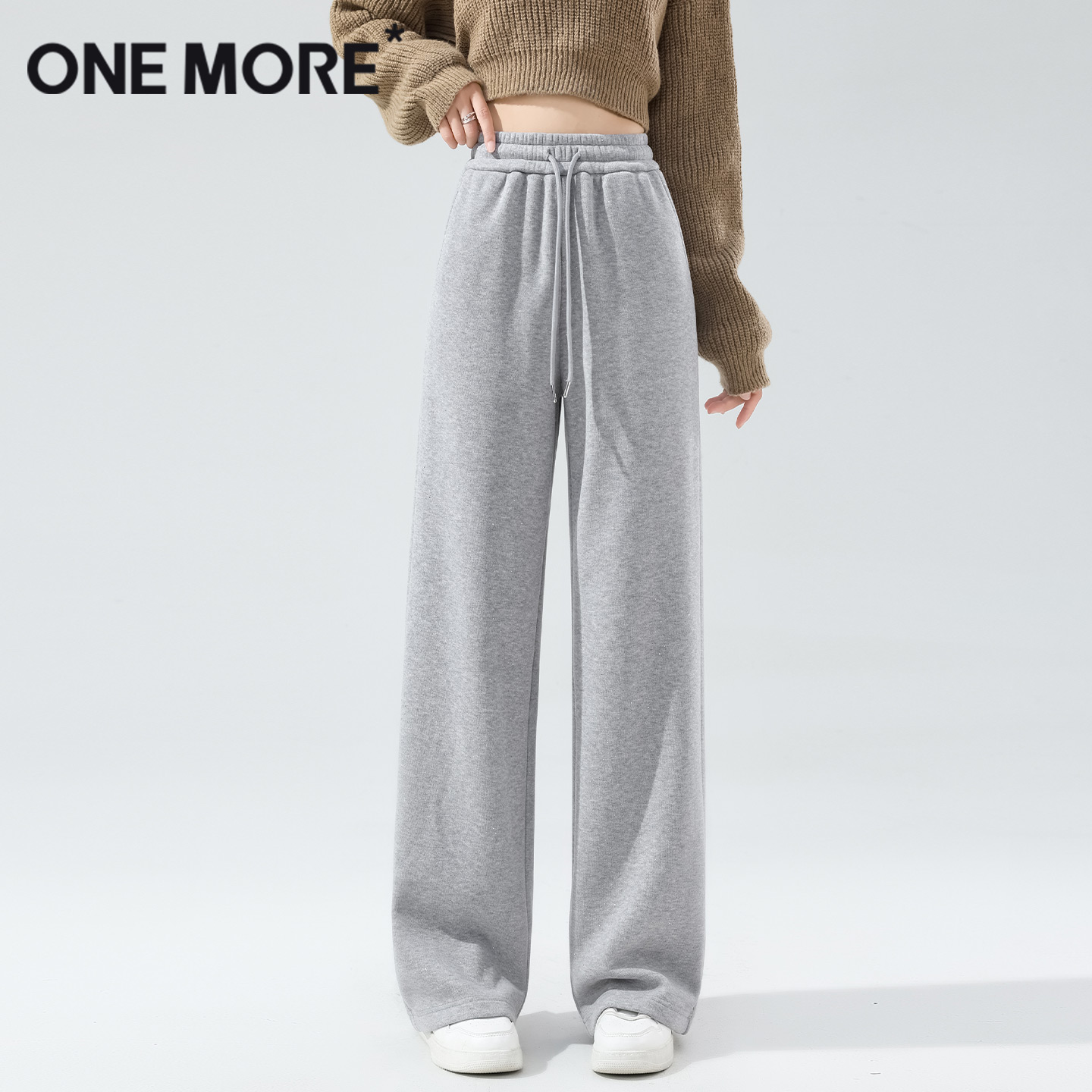 onemore慕斯绒撒银阔腿裤