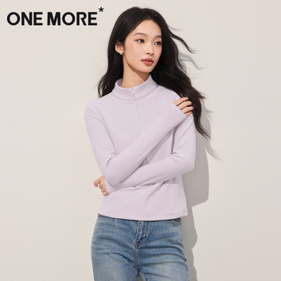 onemroe德绒半拉链打底衫女