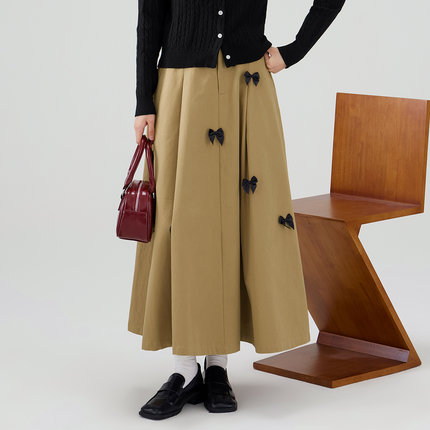 one more2025秋冬美拉德高级感气质蝴蝶a字半身裙女法式显瘦半裙