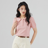 泡泡袖 one 上衣 新款 高级感polo领休闲法式 more短袖 t恤女2025夏季