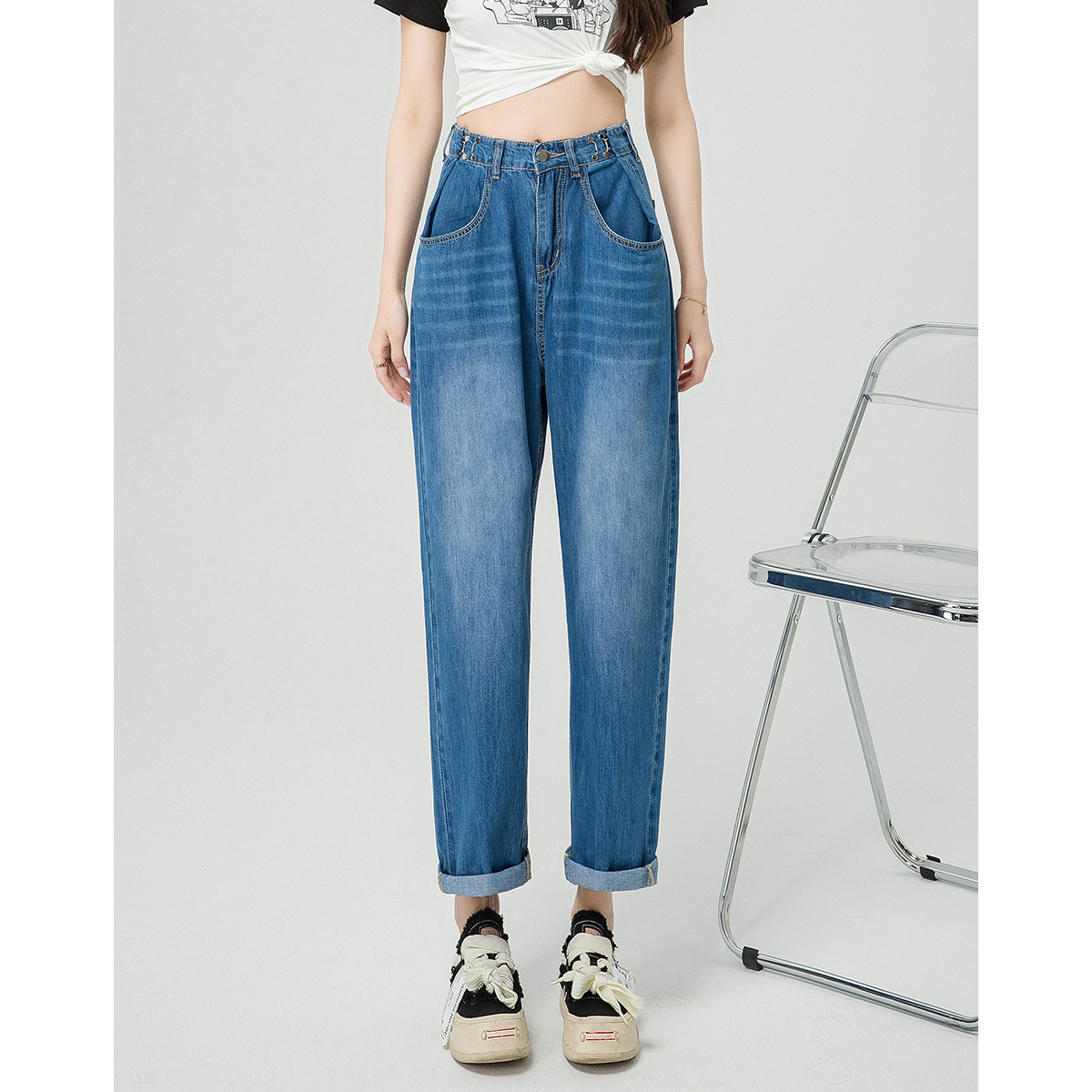 ONEMORE萝卜裤长裤高腰