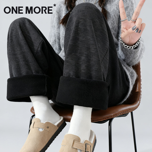 加厚加绒糯米裤 女2025新款 巨好看 冬装 子X one 裤 more灰色阔腿裤