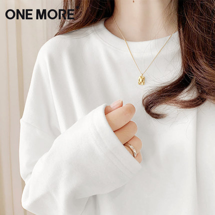 one more长袖t恤女2025新款秋季流行穿搭白色上衣纯棉内搭打底衫Y