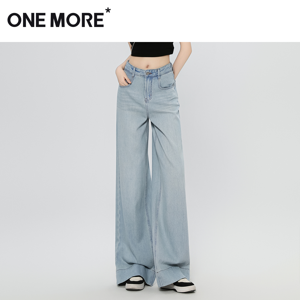 高腰onemore长裤高腰阔腿裤