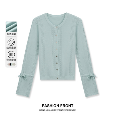 2026春纽扣蝴蝶结袖口onemore