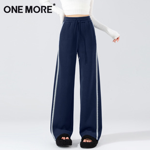 more阔腿裤 直筒加绒卫裤 女2025新款 秋冬蕾丝设计休闲裤 爆款 one